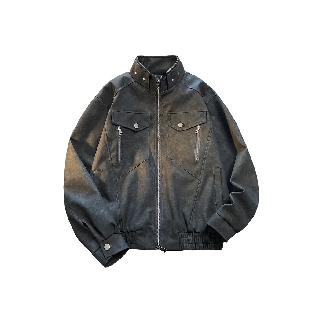 DJ.SPIRIT Leather Jacket Unisex Dark Blue