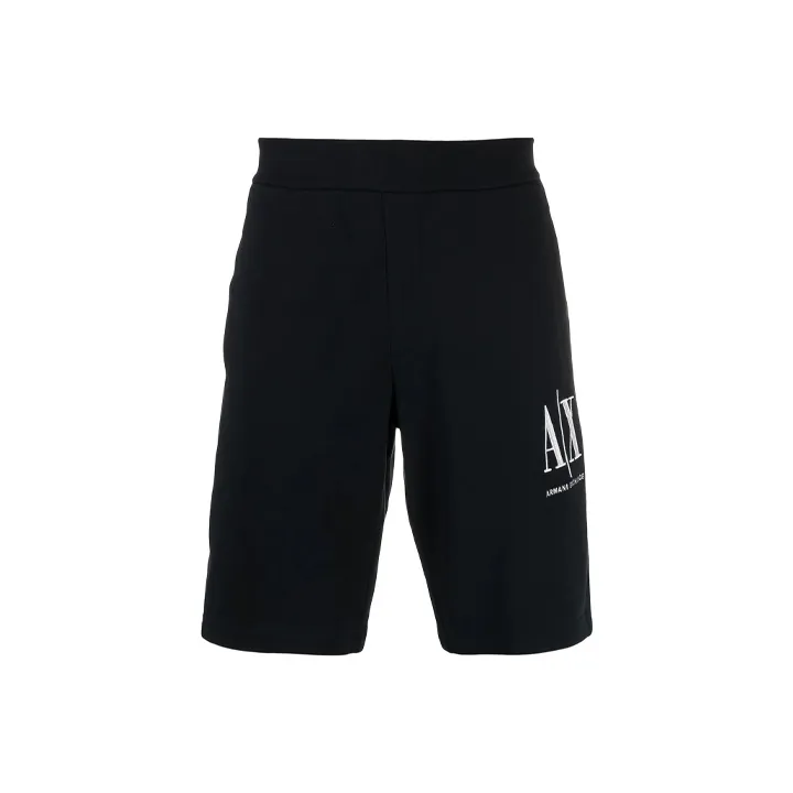 ARMANI EXCHANGE Men Logo-Embroidered Track Shorts Black