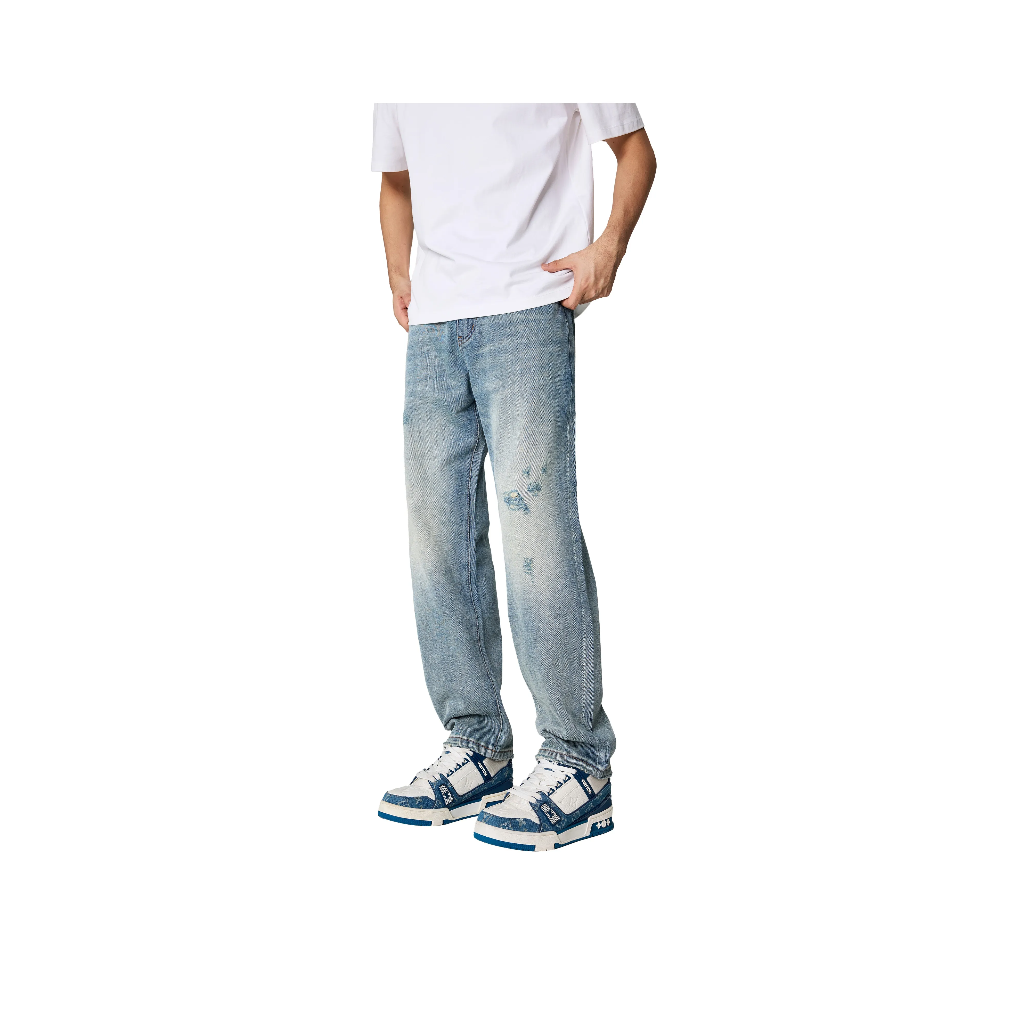 KM Светло-синие унисекс джинсы