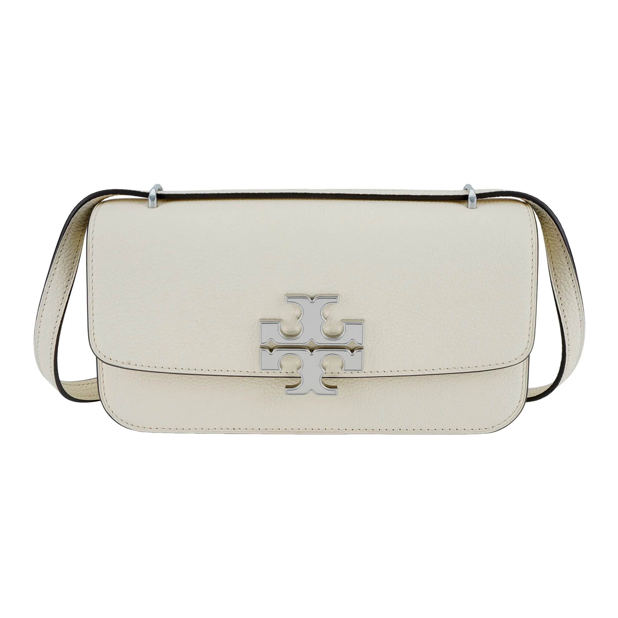 TORY BURCH Eleanor Litchi Grain Leather Shoulder Bag, Crossbody Bag Trumpets Women's Oat