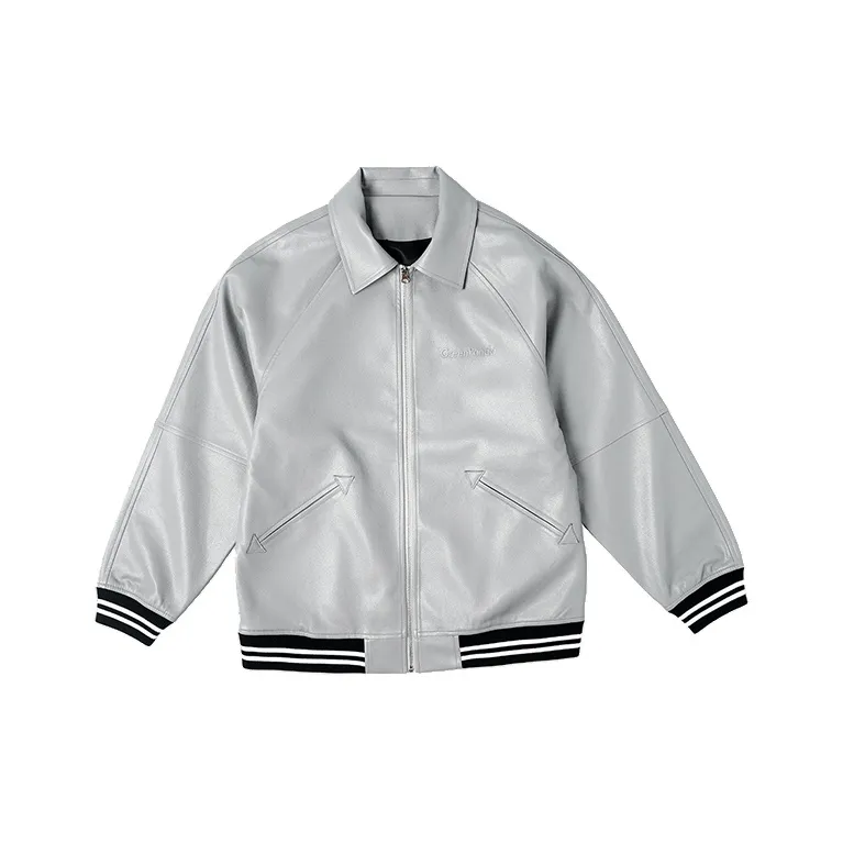 GREEN PANDA Кожа Куртка Унисекс Серый