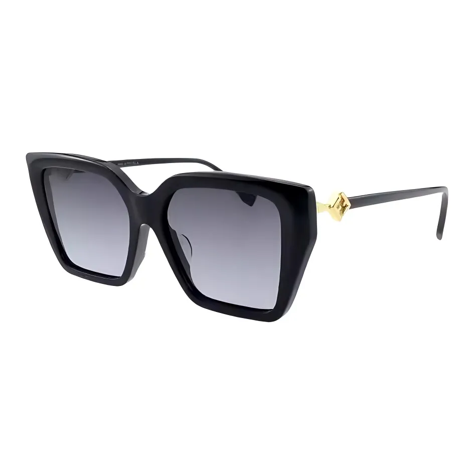 FENDI Plate Frame Irregular Shape Sunglasses Unisex Black