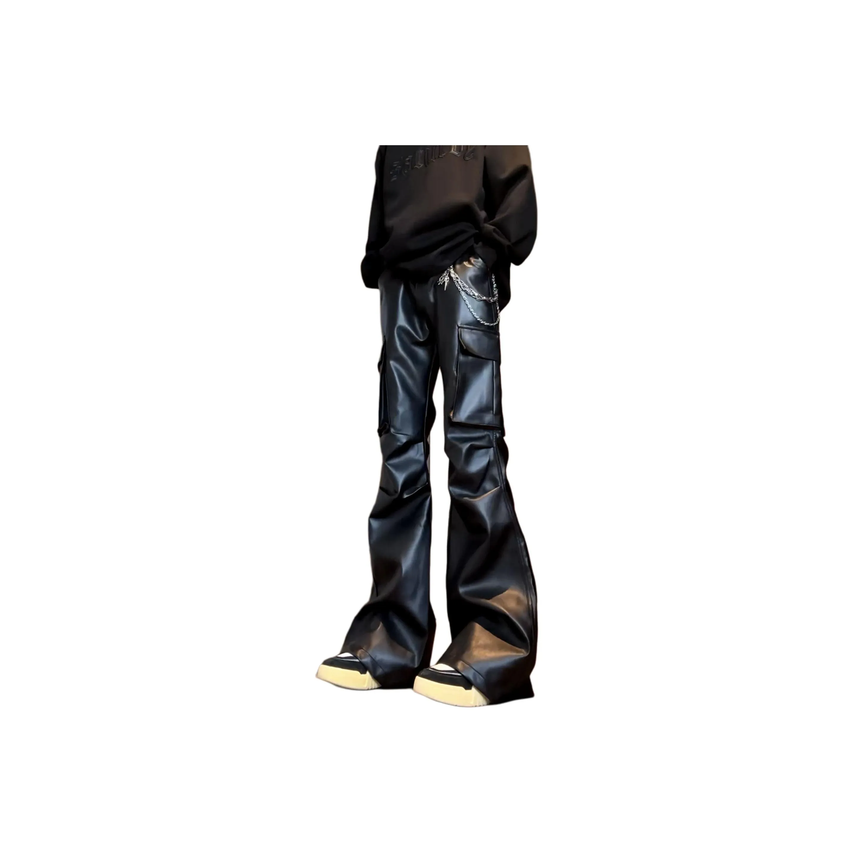 UPXIW Leather Pants Unisex Black