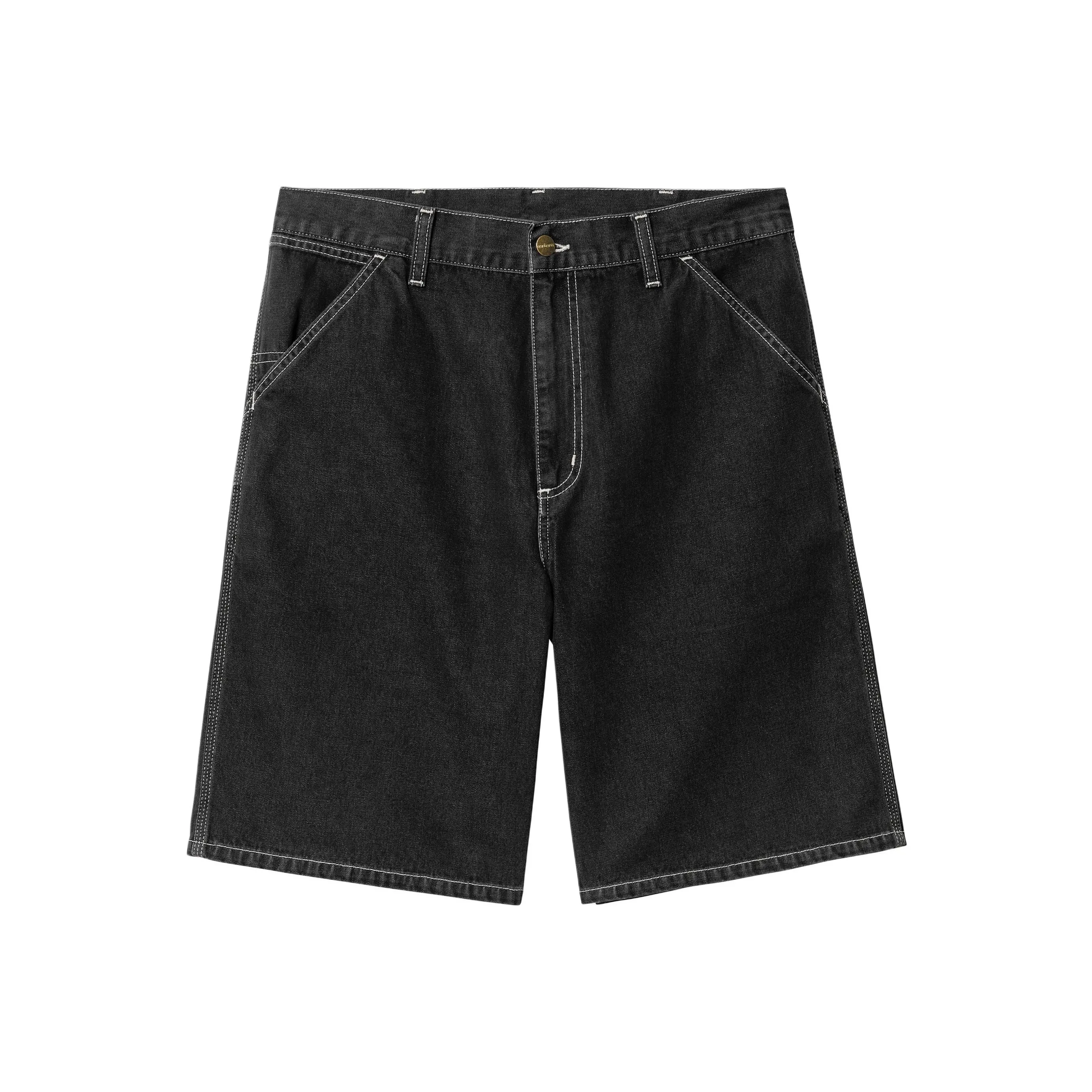 Carhartt WIP SS24 Simple Короткие Джинсовые Шорты Мужские Выстиранные Черные