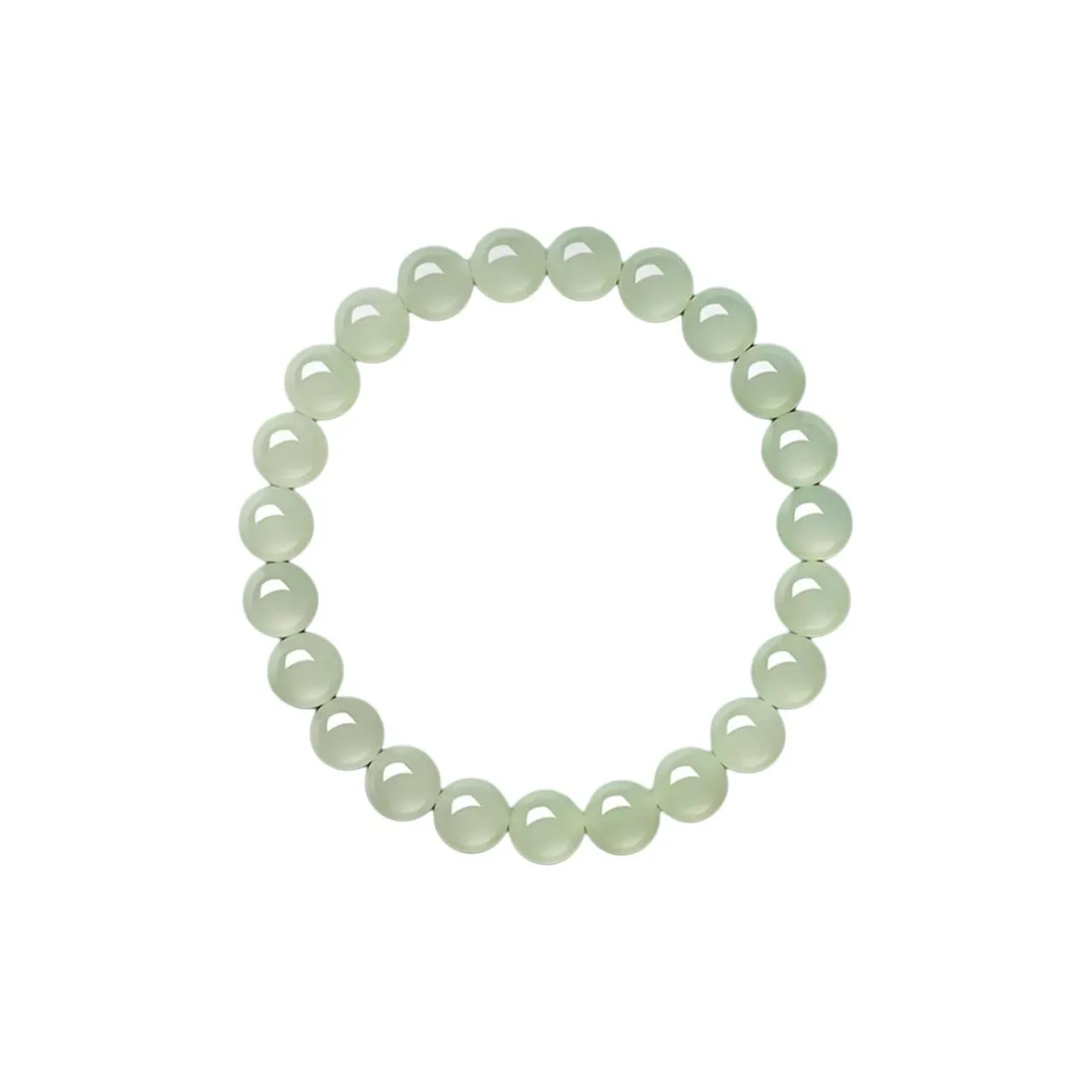 Zhen Yu Zhen Pin Good Luck Fortune Bead Accessories Beaded Bracelet Pale Greenish White Jade Unisex
