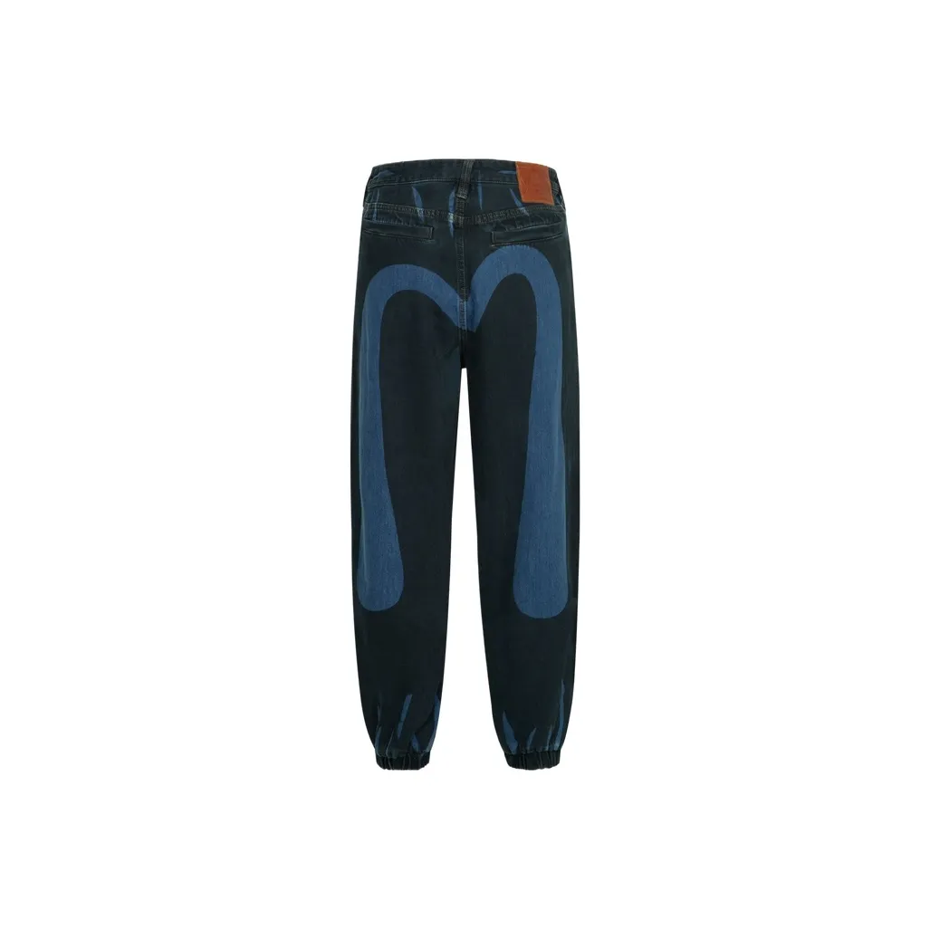 EVISU Jeans Men's Denim Black All Over Print