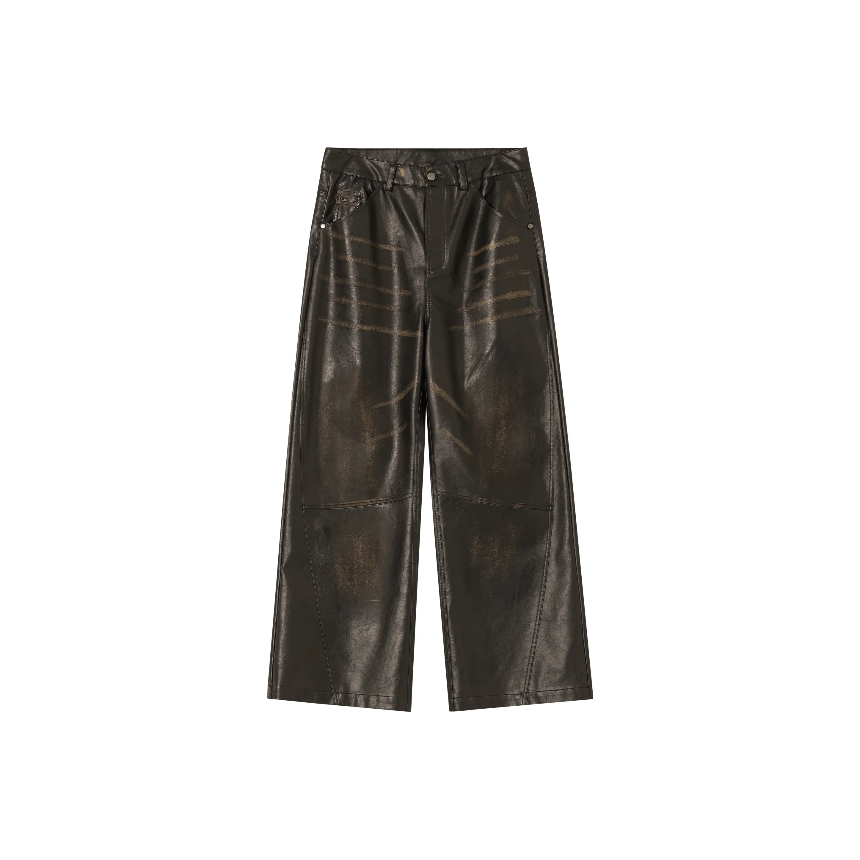 FORNINES Leather Pants Unisex Black