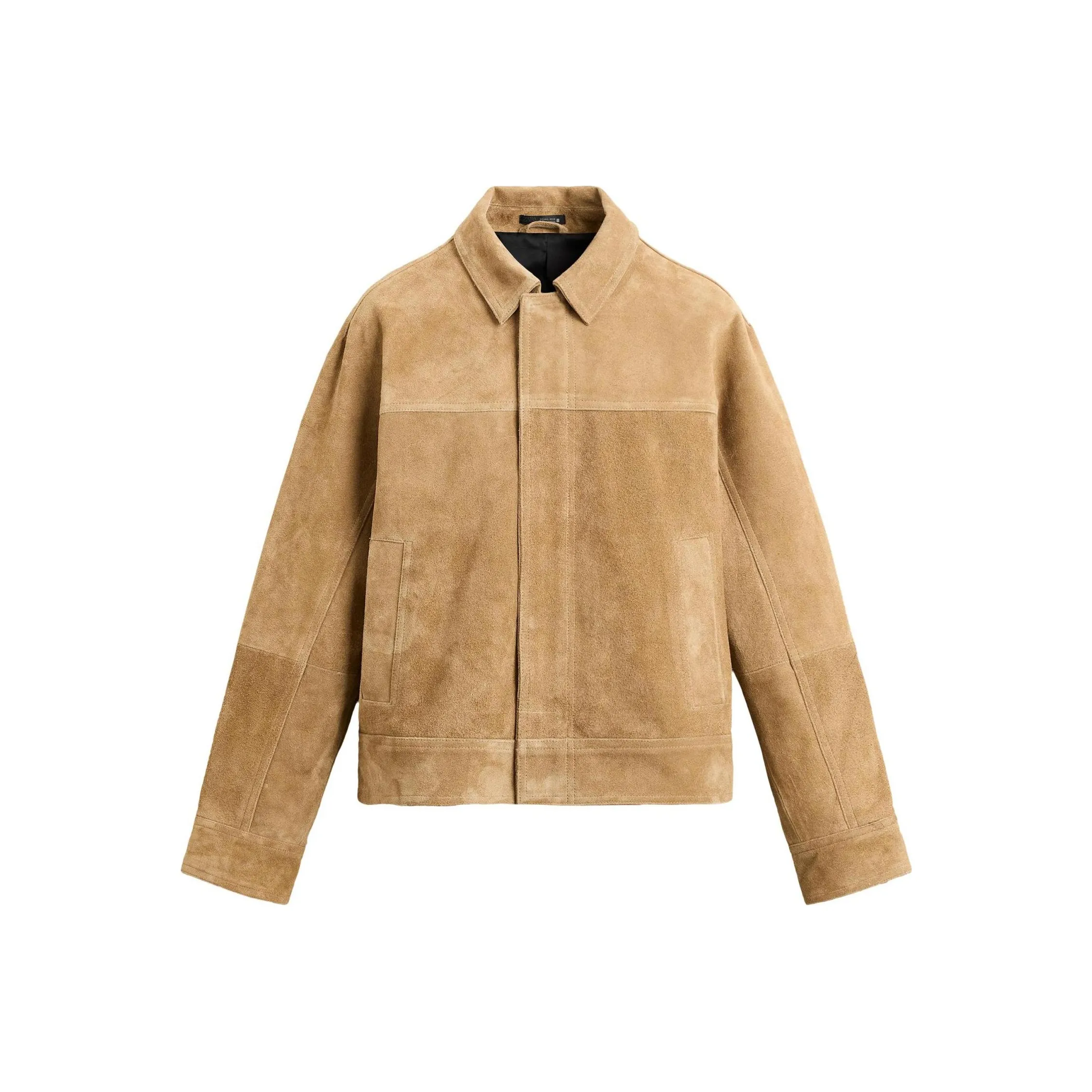 ZARA Leather Jacket Men's Dark Beige