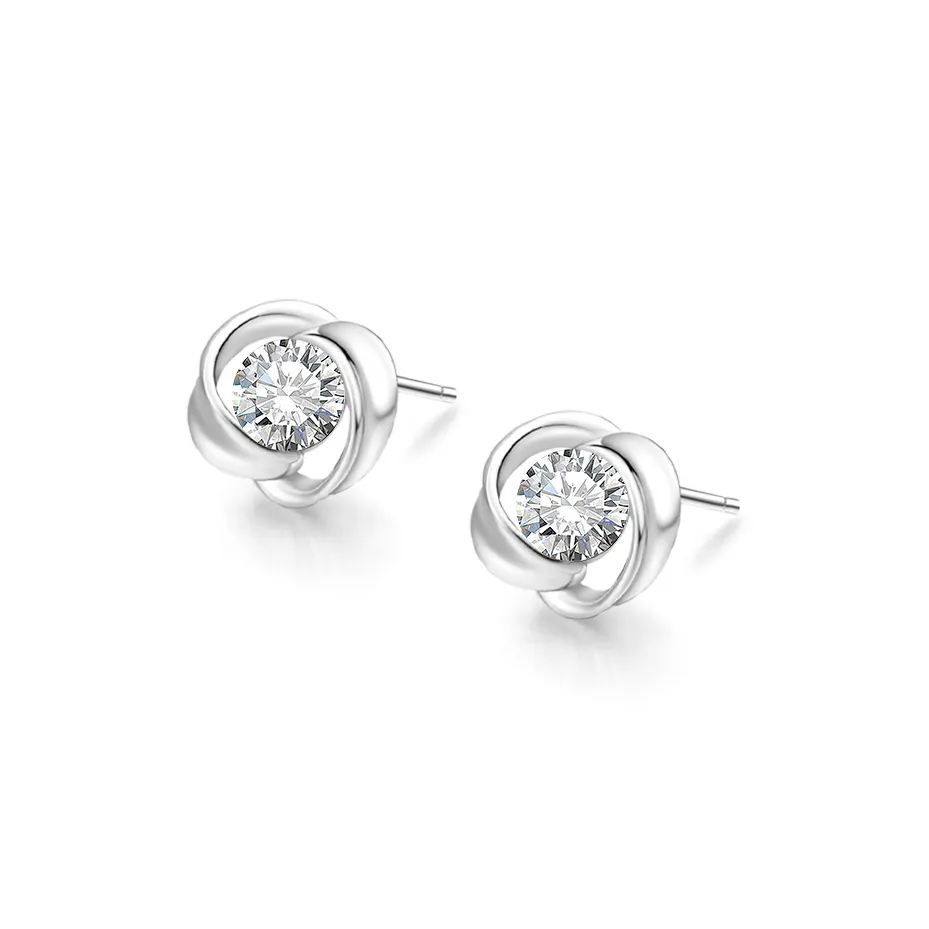 Central Fashion Sterling Silver Stud Earrings Women's