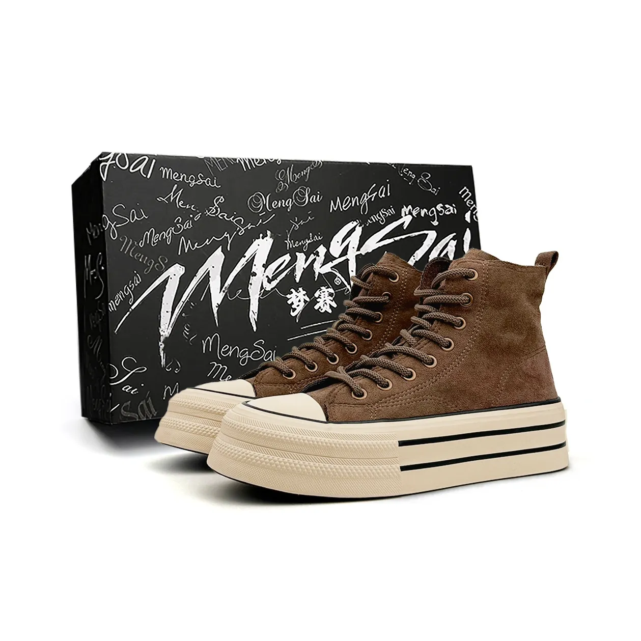 Mengsai Покрытие Slip-Resistant Высокие Кеды Унисекс Темно-Коричневый