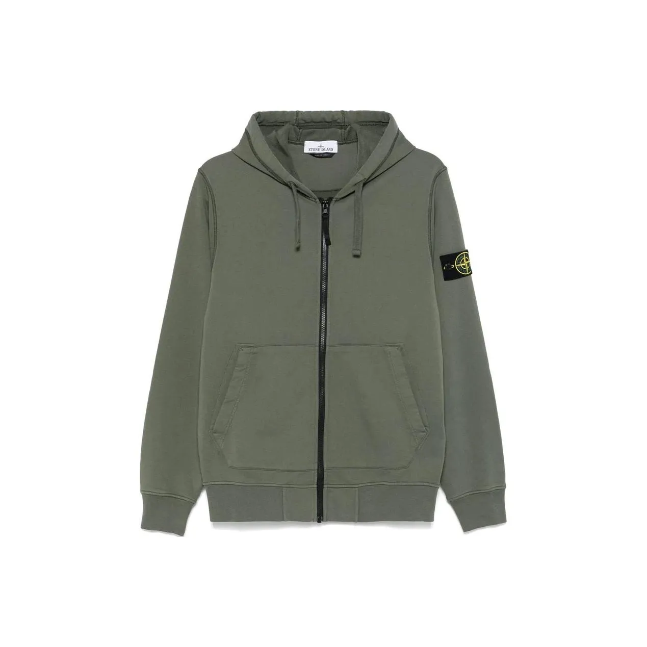 STONE ISLAND Logo Patch Zip Up Hoodie