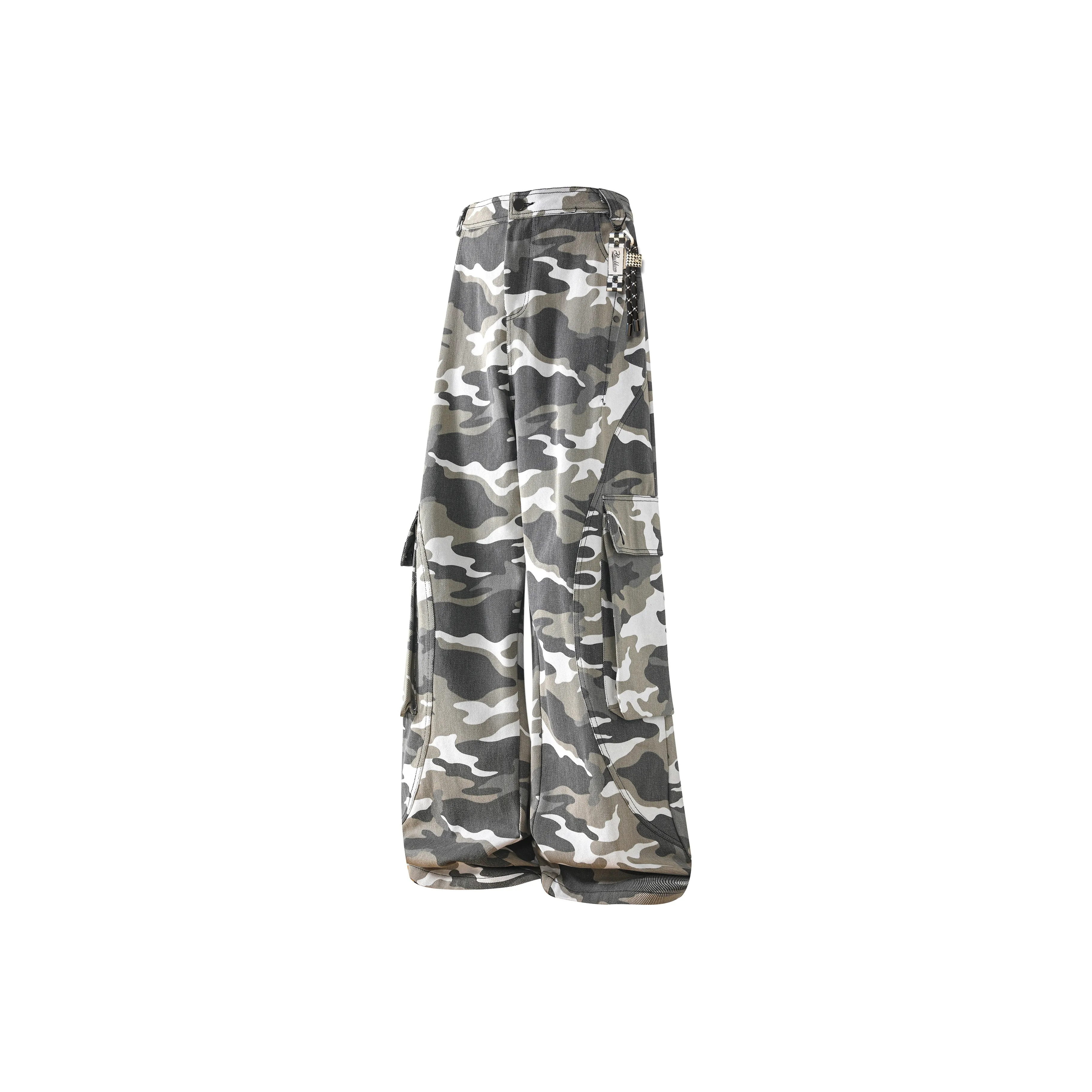 David Bakken Cargo Pants Unisex White Gray Camouflage