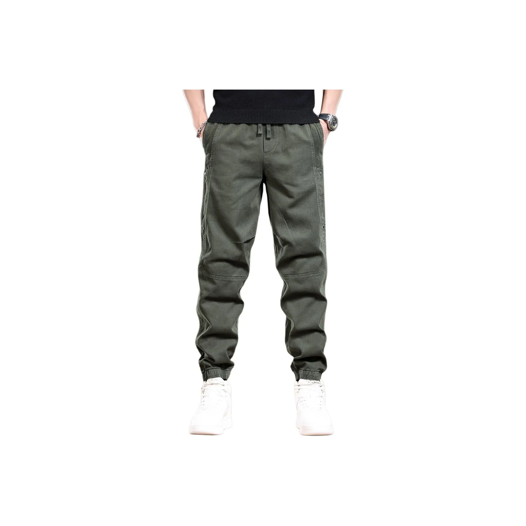PRPK Летние Карго Брюки Свободного Кроя Унисекс Армейский Зеленый