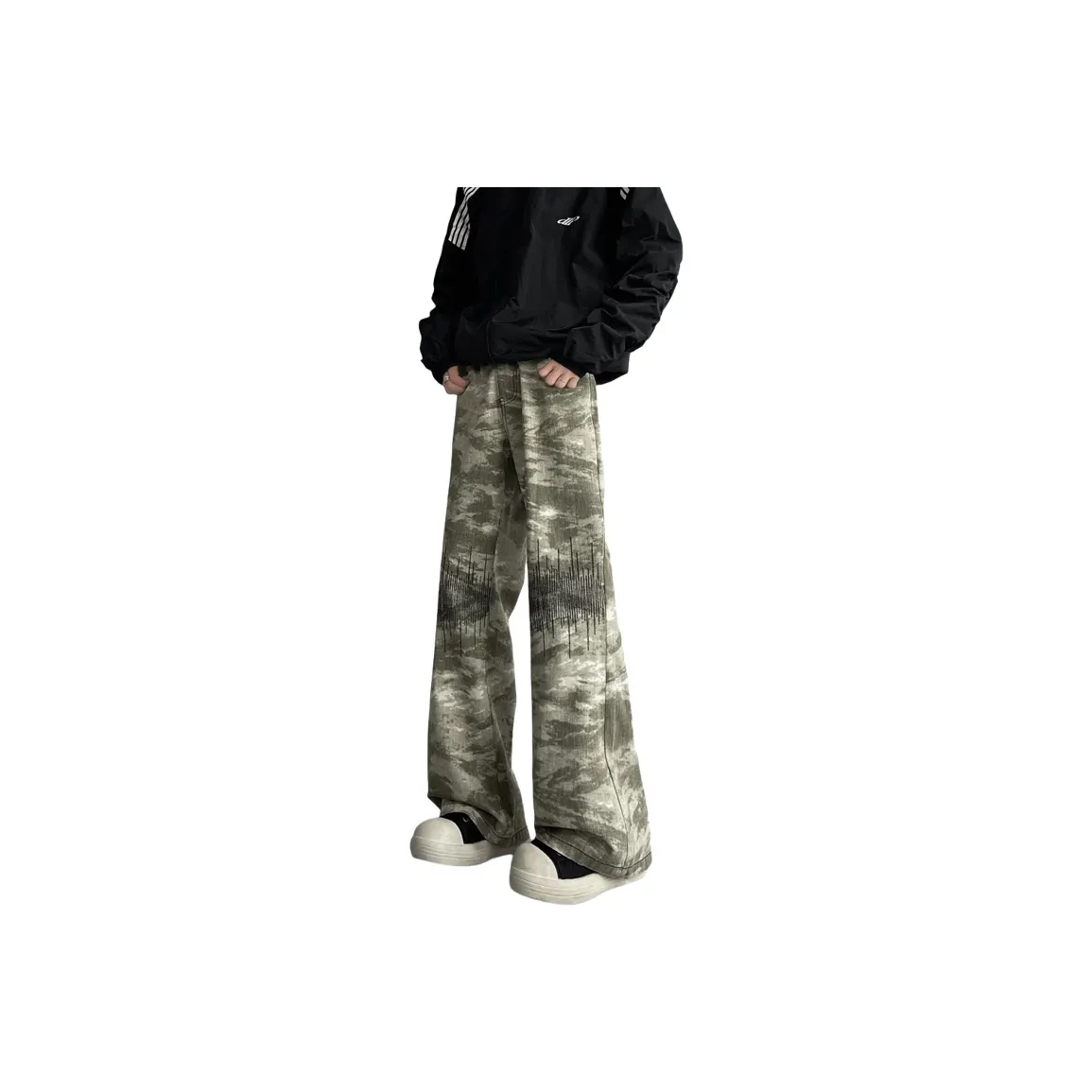 RENBEN Jeans Unisex Green Camouflage