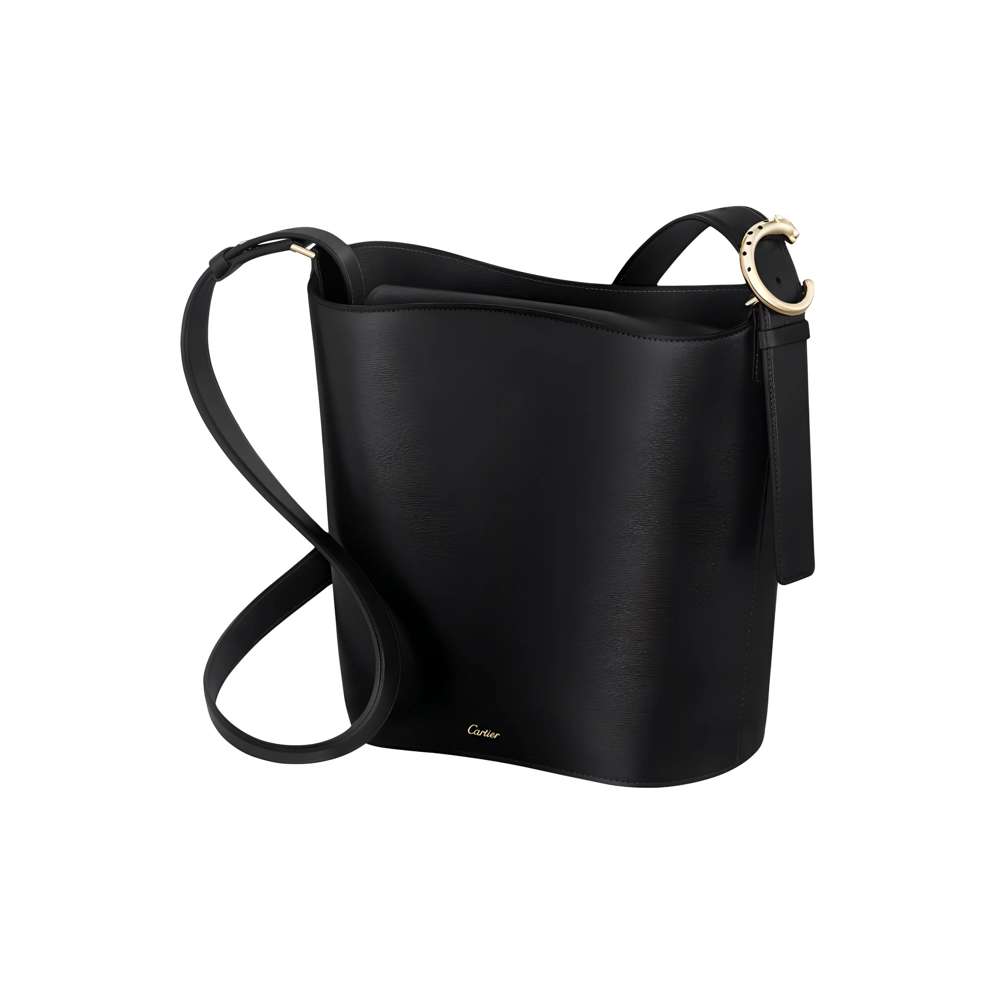 CARTIER PANTHÈRE Calfskin Shoulder Bag Small Size Women's Black