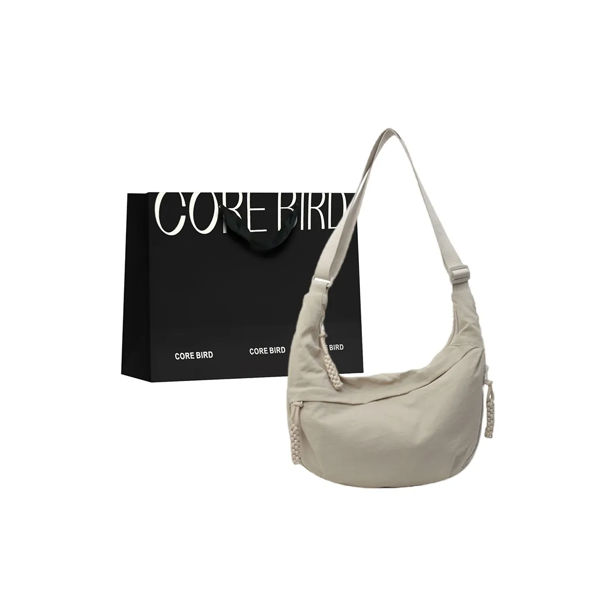 CORE BIRD Холст Сумка через плечо Сумка на плечо Женская Черный Экрю
