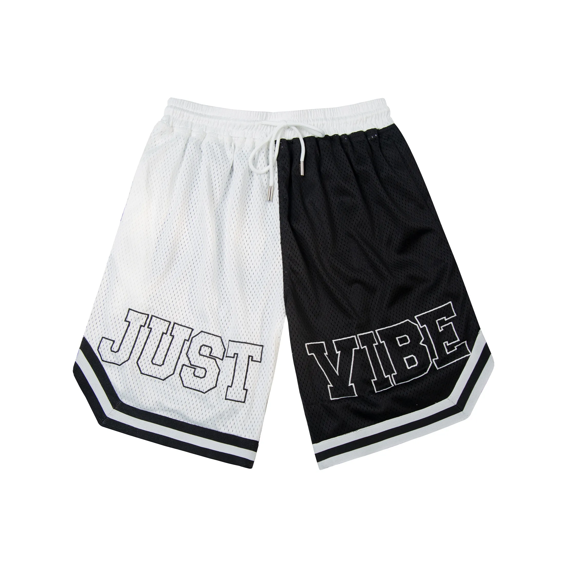 JUST VIBE Basketball Shorts Unisex Black White