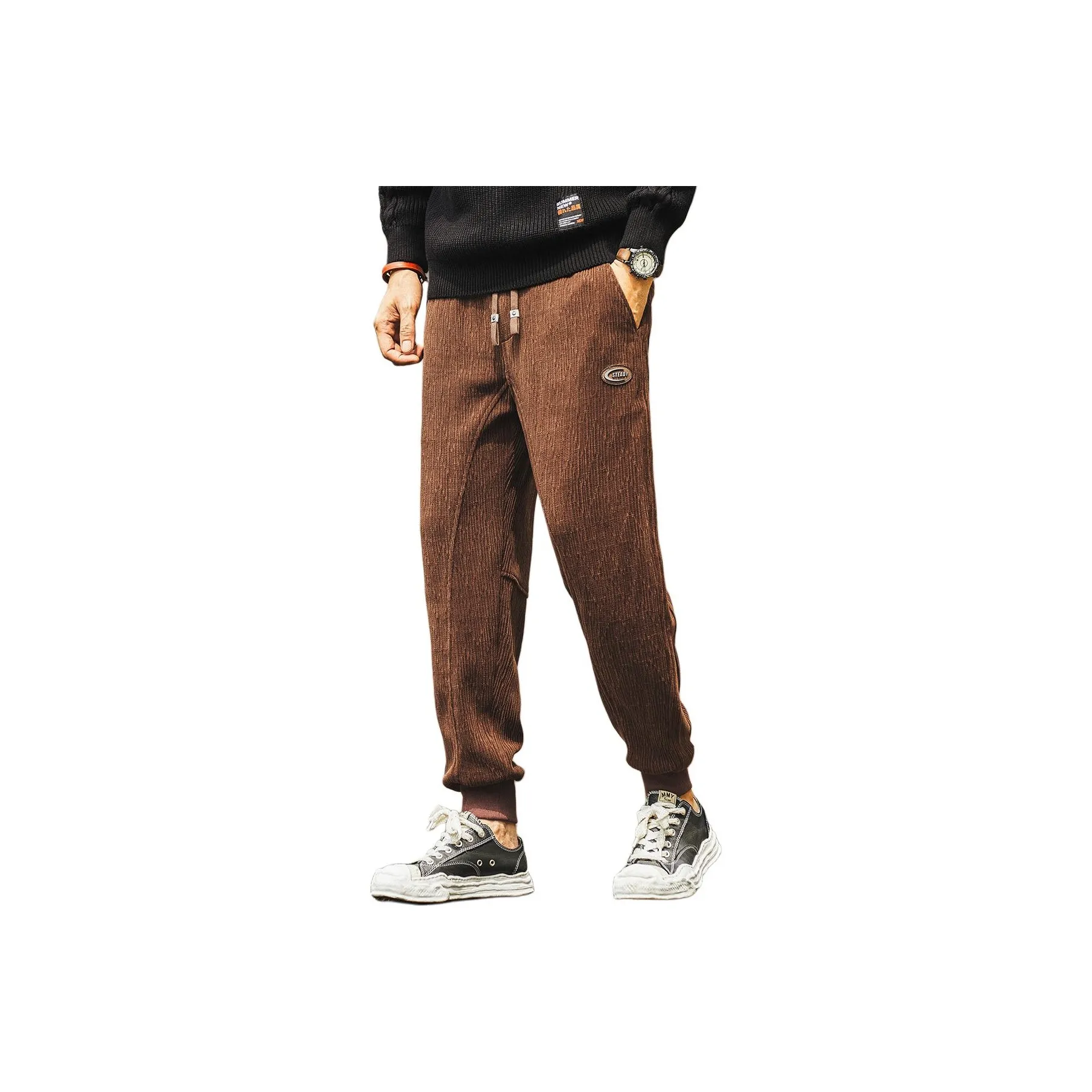 GELANLU Весенние Повседневные Брюки Унисекс Базовый COLORS Черный Серый Белый ETC