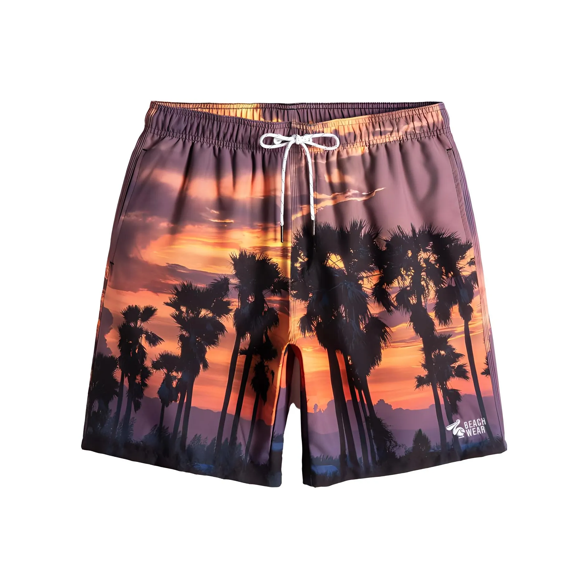 GAILANG Beach Shorts Men's Sunset Coconut Tree