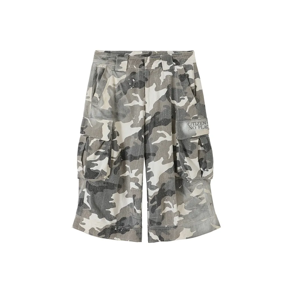 CONP Cargo Shorts Unisex Gray Camouflage