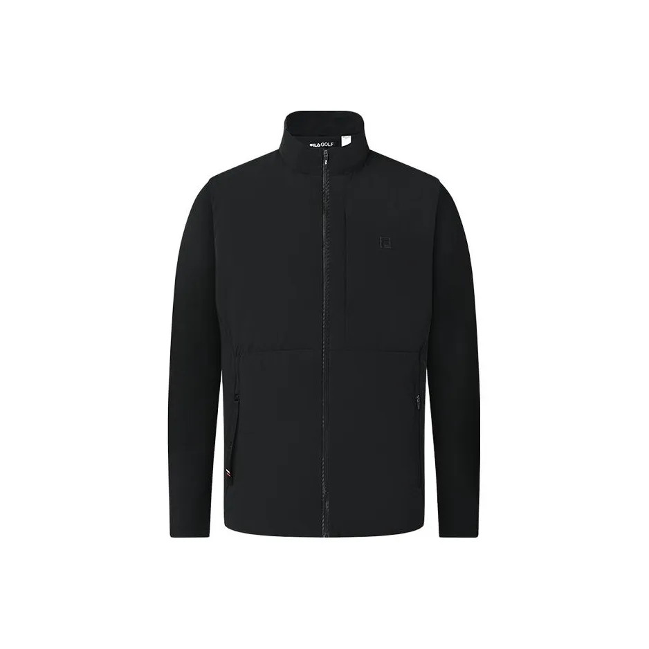 FILA Golf Series Casual Sportswear Men's Set Deep Black Camisole+Pitch Black Down Jacket