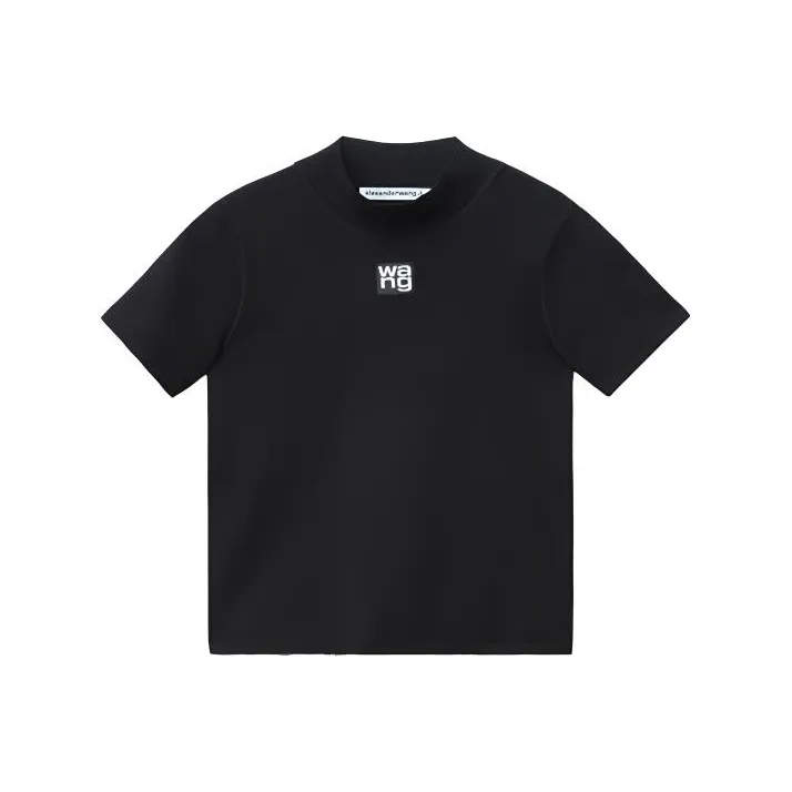 Alexander Wang High Neck Logo Top Black