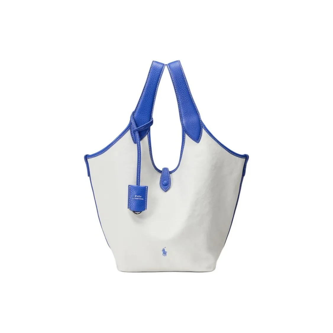 diamond-quilt small tote bag Fabric Tote Bag, Shopping Bag, Shoulder Bag, Handbag Women's Paper White & Jelly Blue