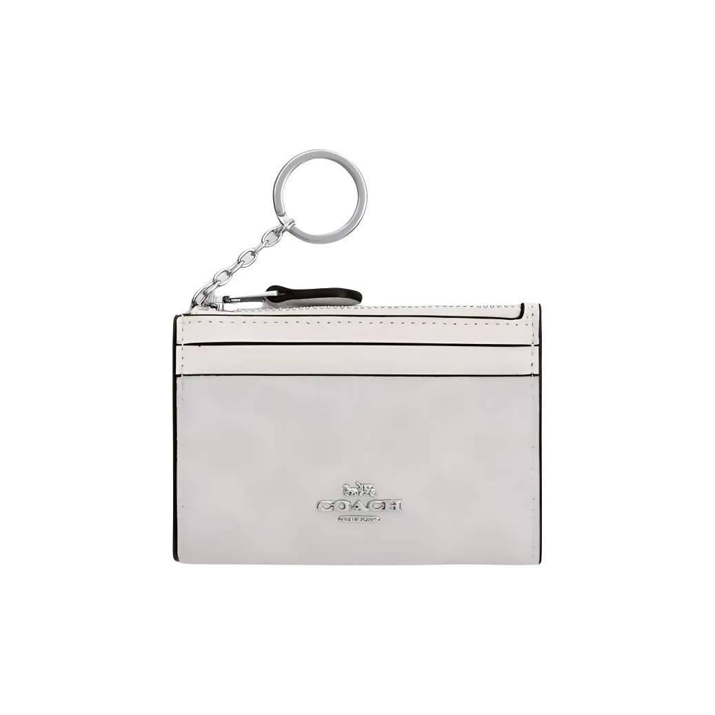 COACH Искусственная кожа с пластиковым держателем для карт мини женский мел белый