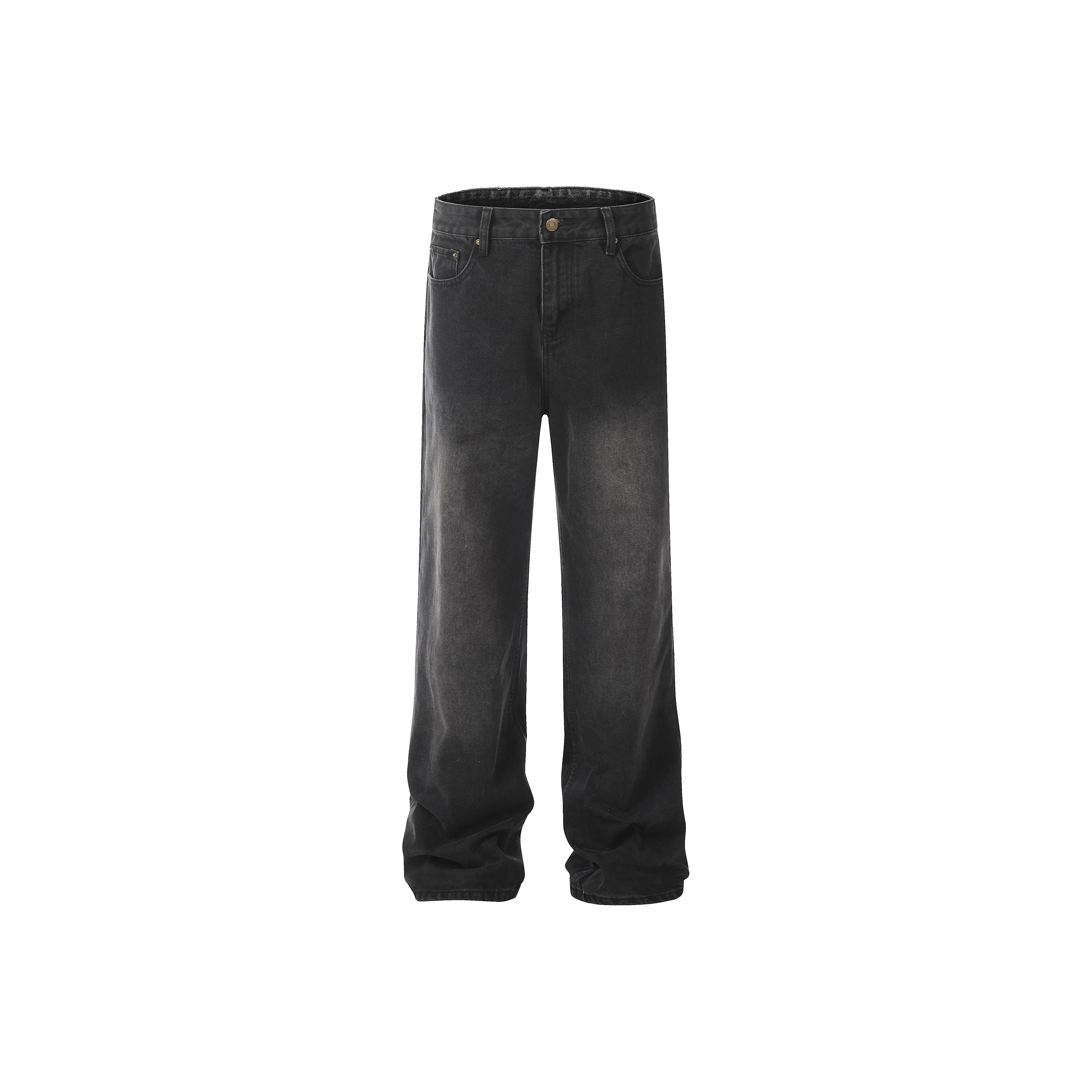 MAD WITCH Loose Fit Straight Fit Casual Cleanfit Washable Jeans Unisex Black 