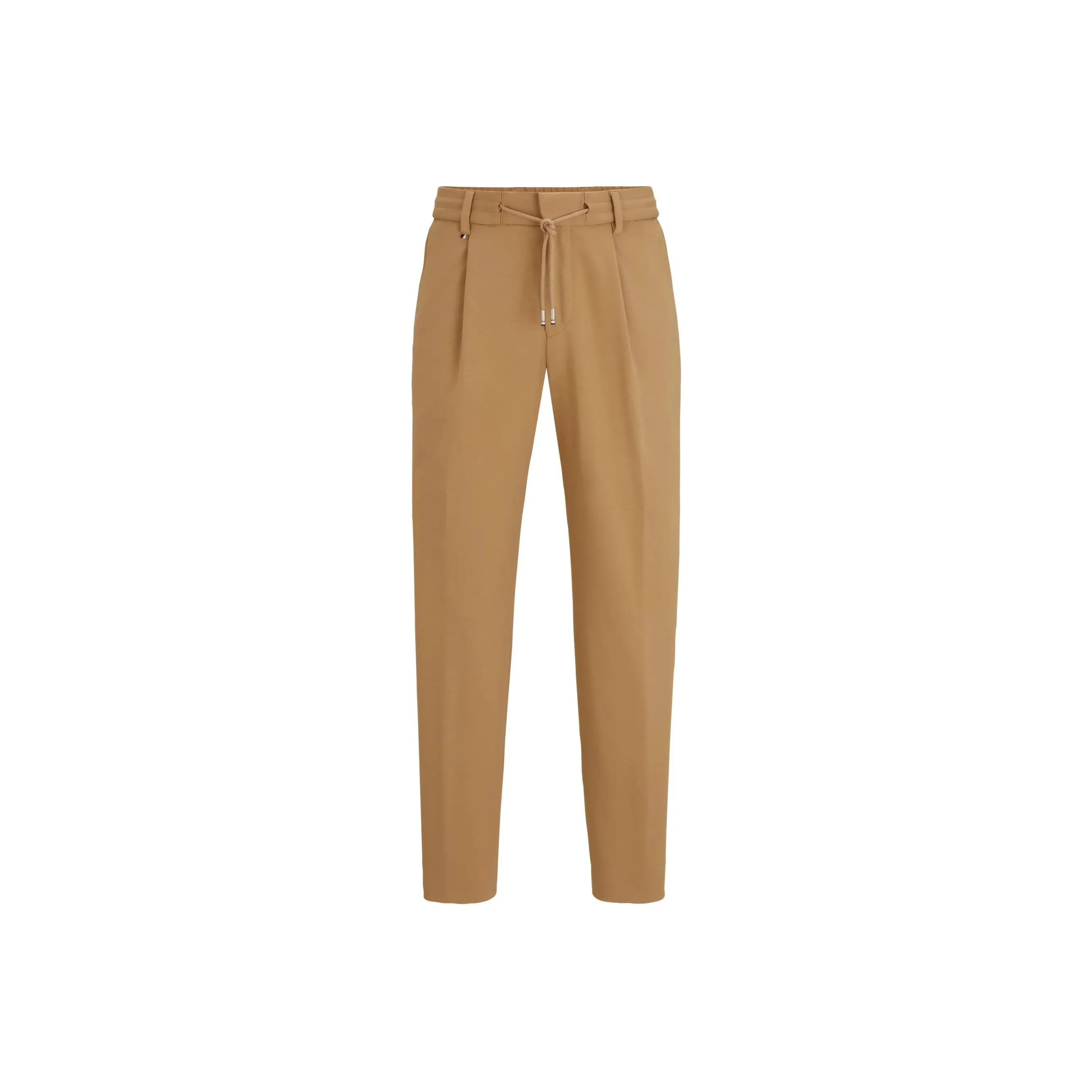 HUGO BOSS Relaxed Fit Drawstring Trousers In Bi Stretch Fabric Casual Pants Men's Khaki