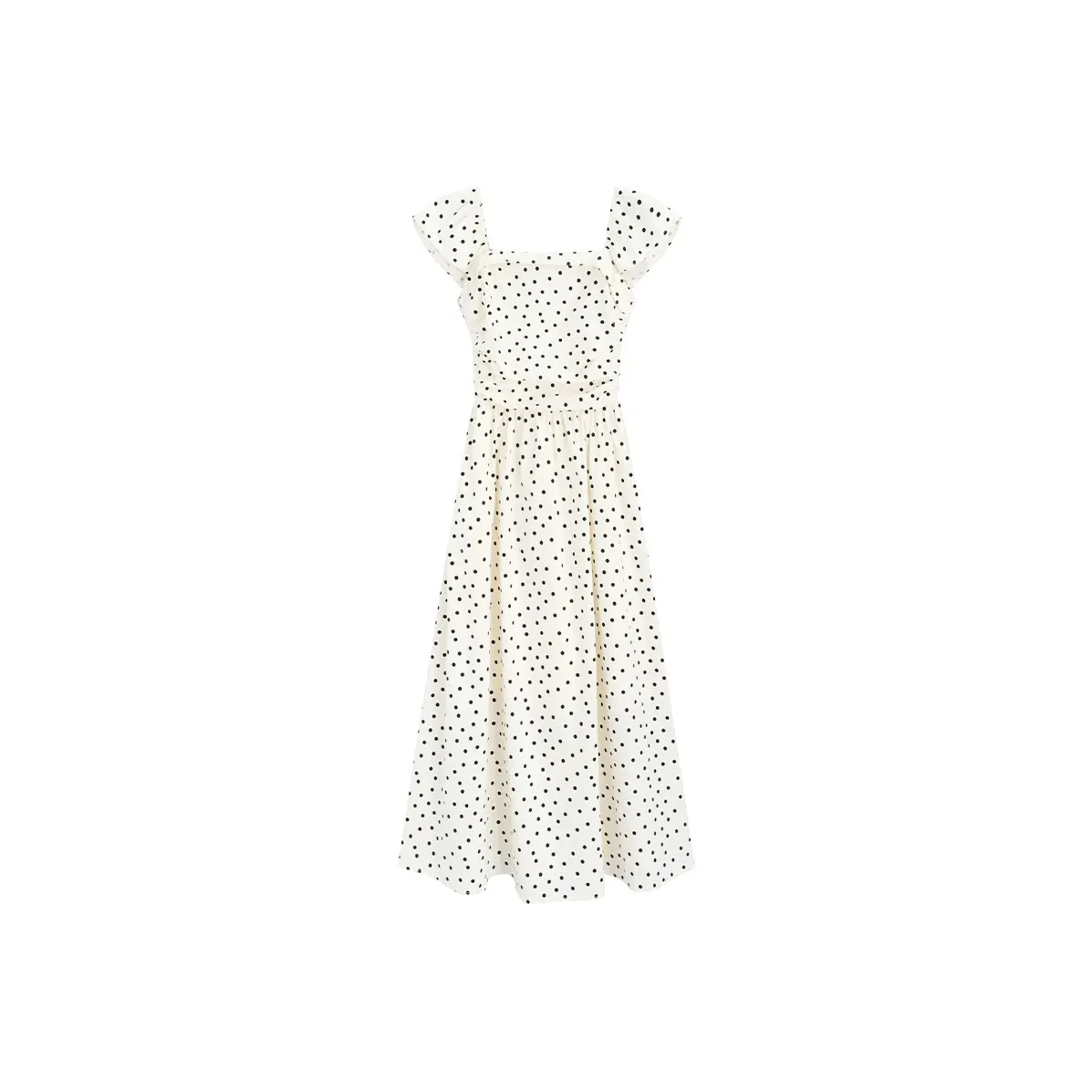 Qiuerle Short Sleeved Dress Women's White Polka Dot