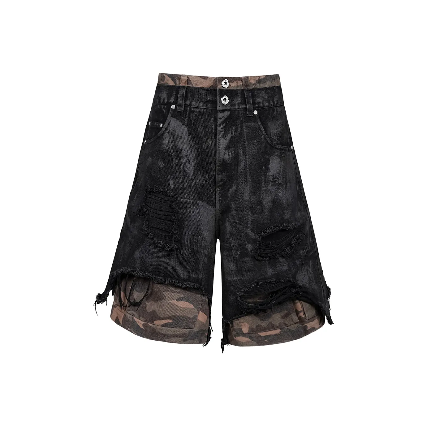 UNDERWATER Denim Shorts Unisex Washed Black