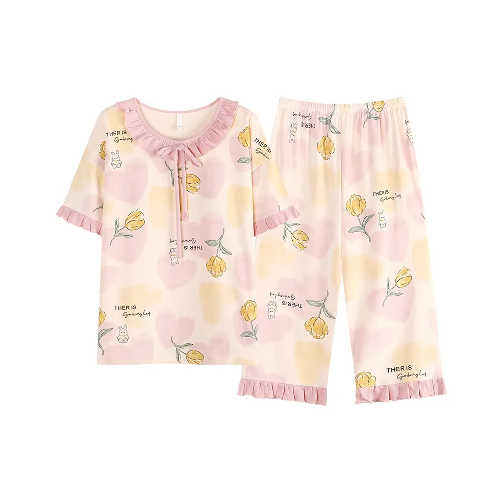 Pretty Lady Пижамный комплект Женские Светло-розовый Желтый Тюльпан