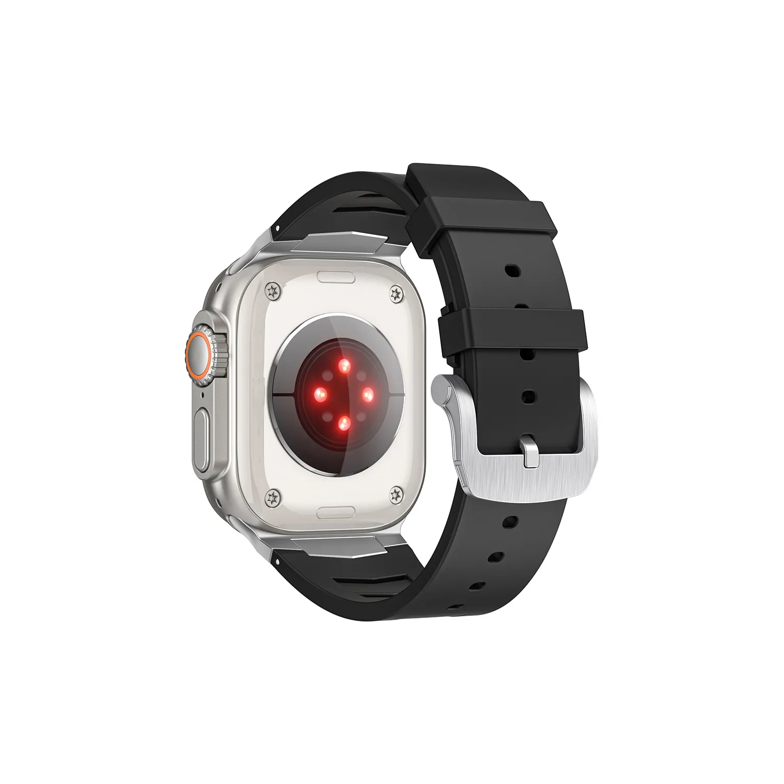 DUALMM Apple Compatibility Watch Band 202mm Fluoroelastomer, Stainless Steel Material