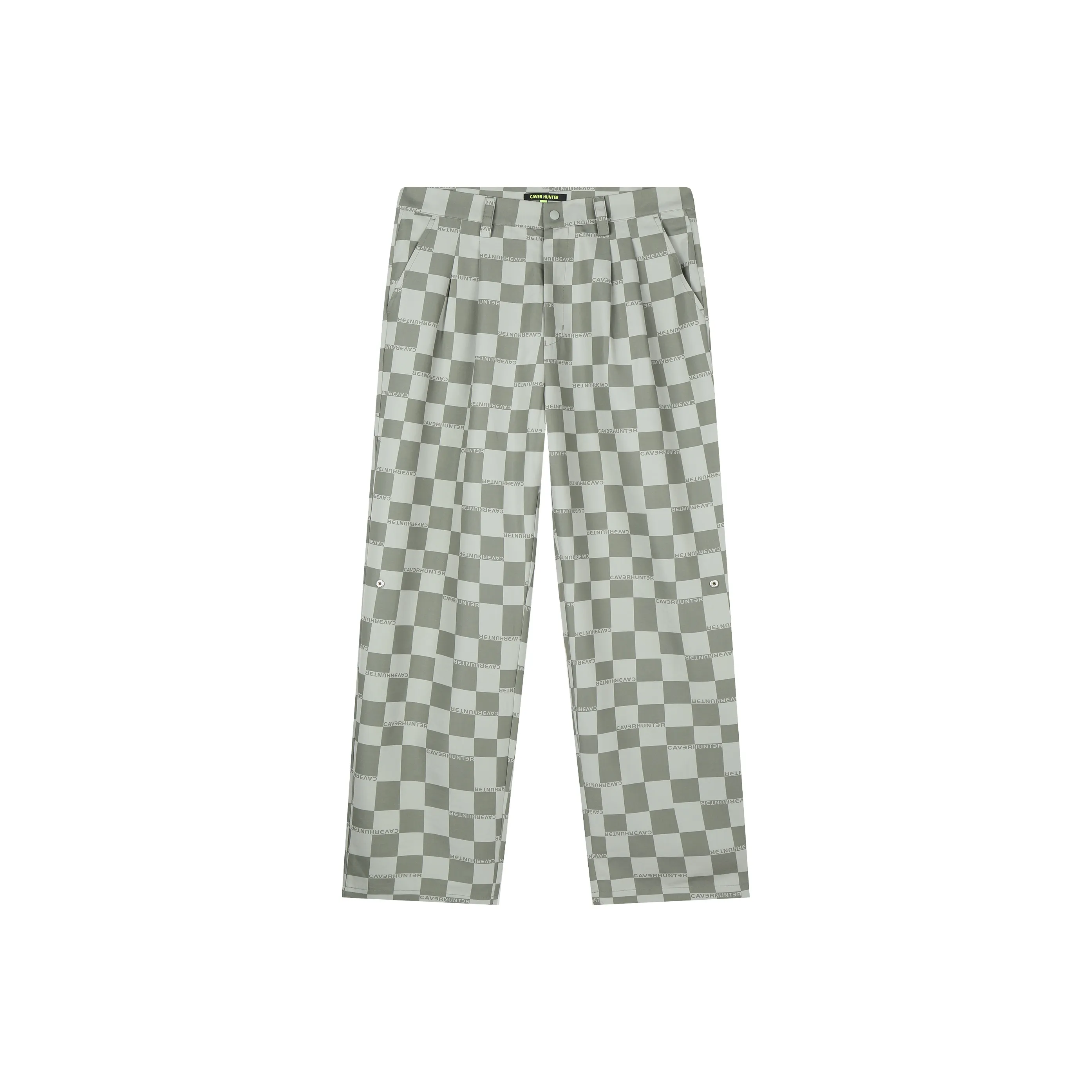 Caver&Hunter Серо-зеленые клетчатые унисекс повседневные брюки