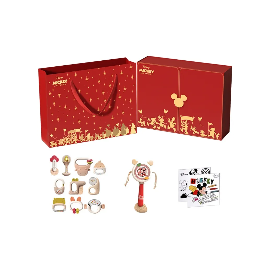 Disney Newborn Малыш Игрушка Коробка с Ручной Сцеплением для Жевания и Погремушек Disney Тематическая Малыш Игрушка Коробка Развивающие Игрушки