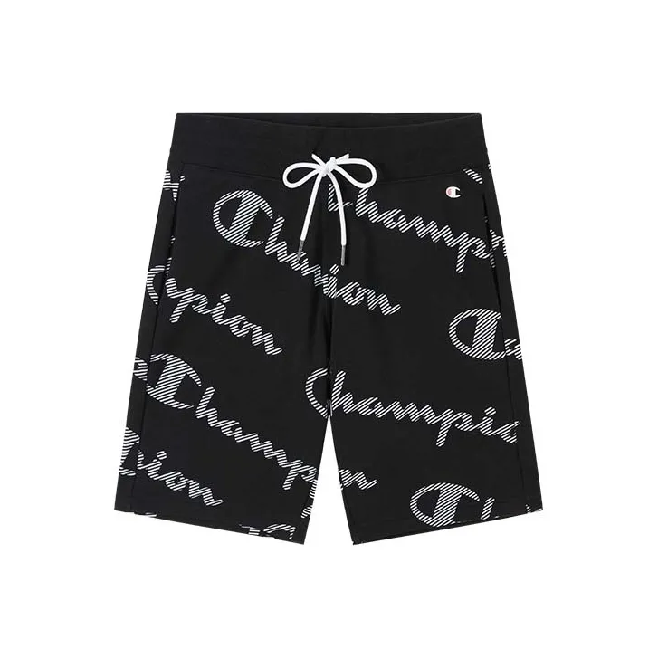 Champion Casual Shorts Europe Version Unisex Black All Over Print