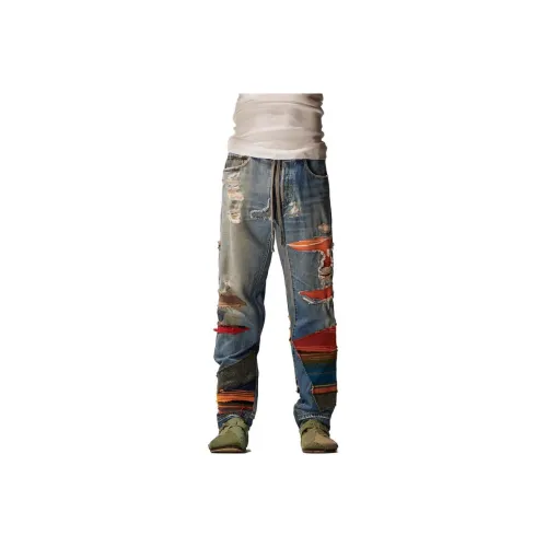 GREG LAUREN Средне-голубые Мужские Повседневные Брюки