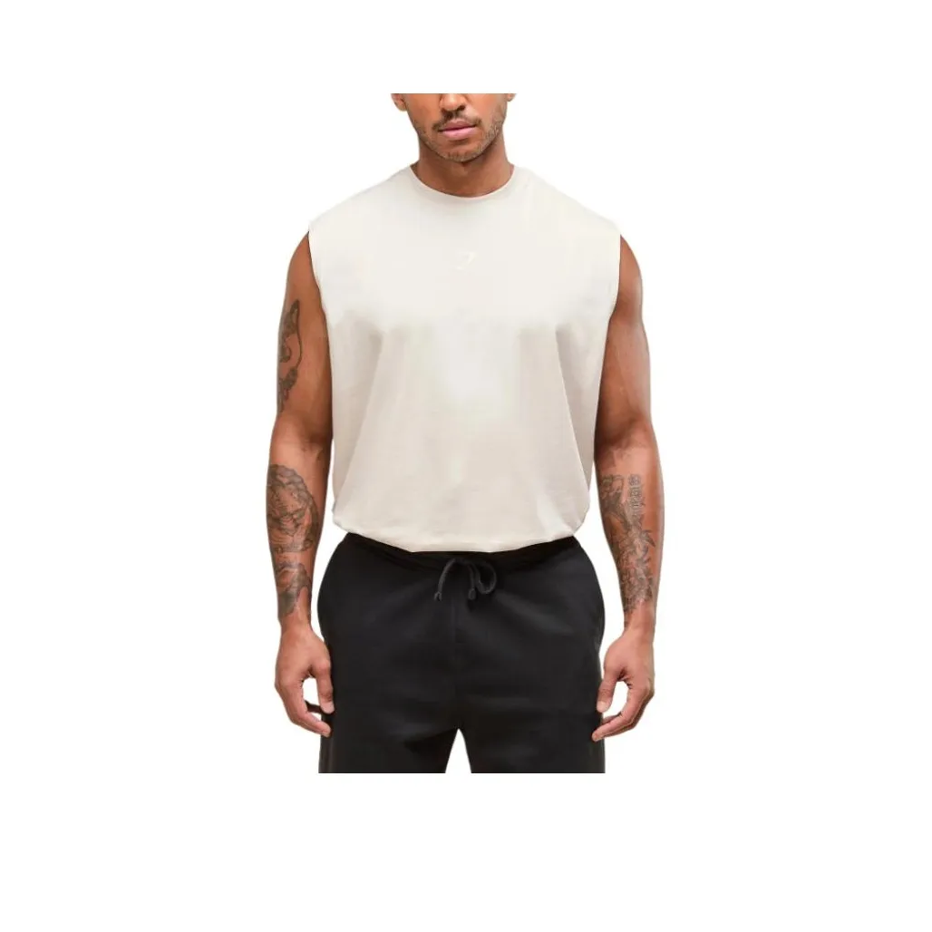 GYMSHARK Топ без рукавов Мужской Овсяный Белый