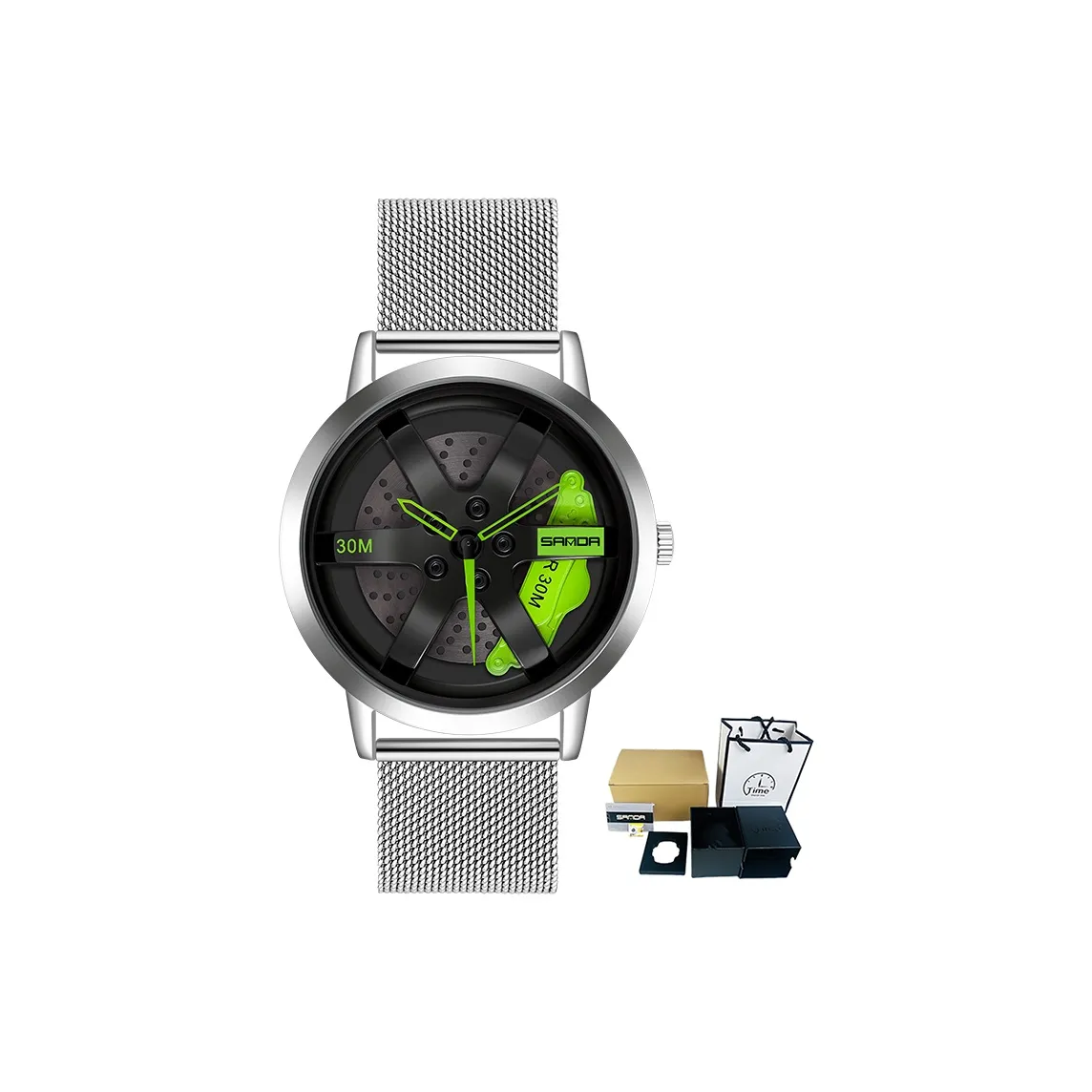 Sanda Wheel Collection Кварцевый механизм нержавеющая сталь ремешок мужские часы черепный циферблат