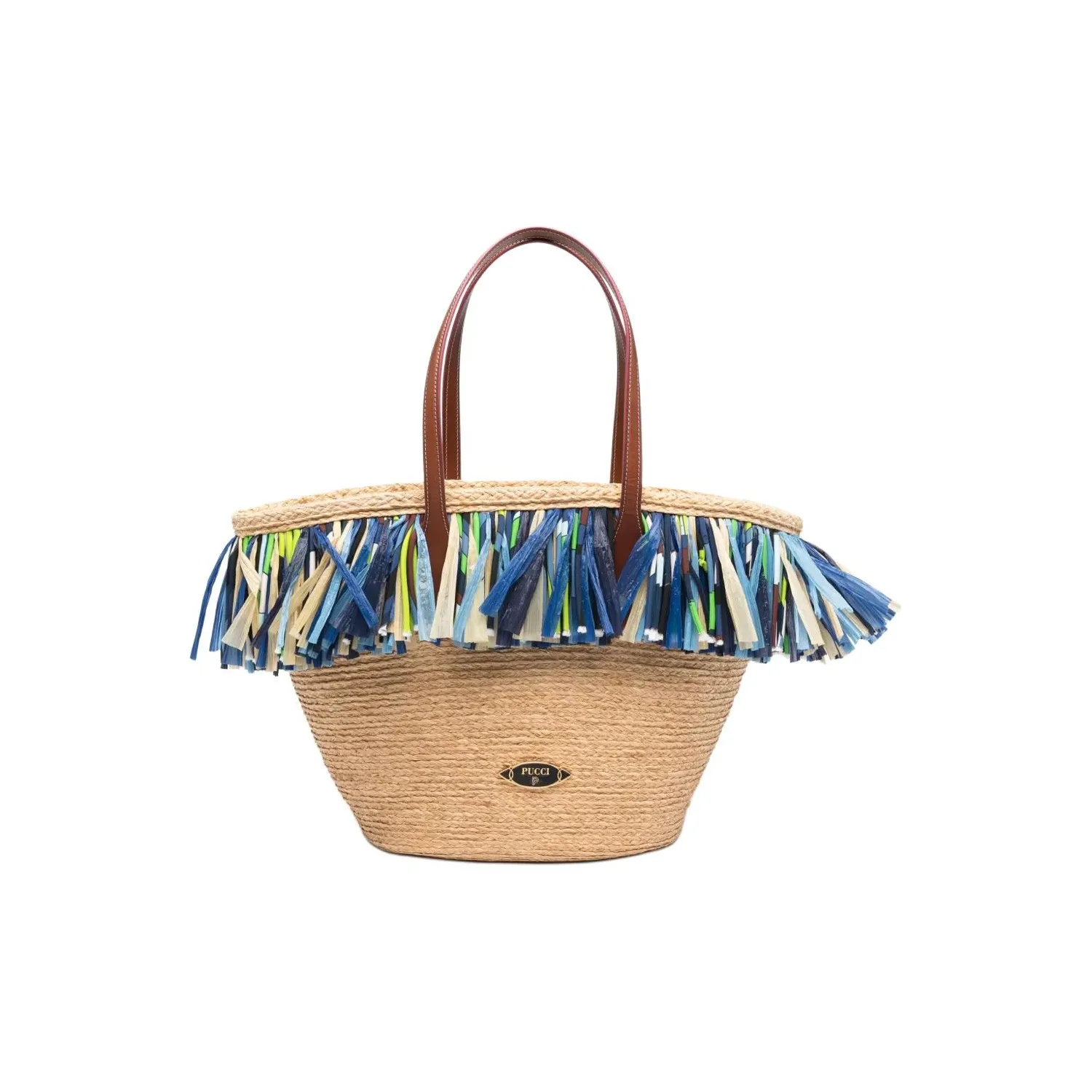 Pucci Puccing Logo Plaque Fringed Beach Bag