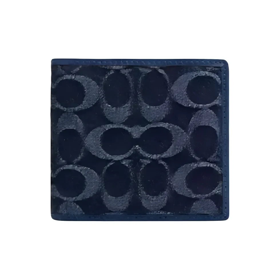 COACH Denim With Cow Leather Coin Purse Wallet Men's Blue