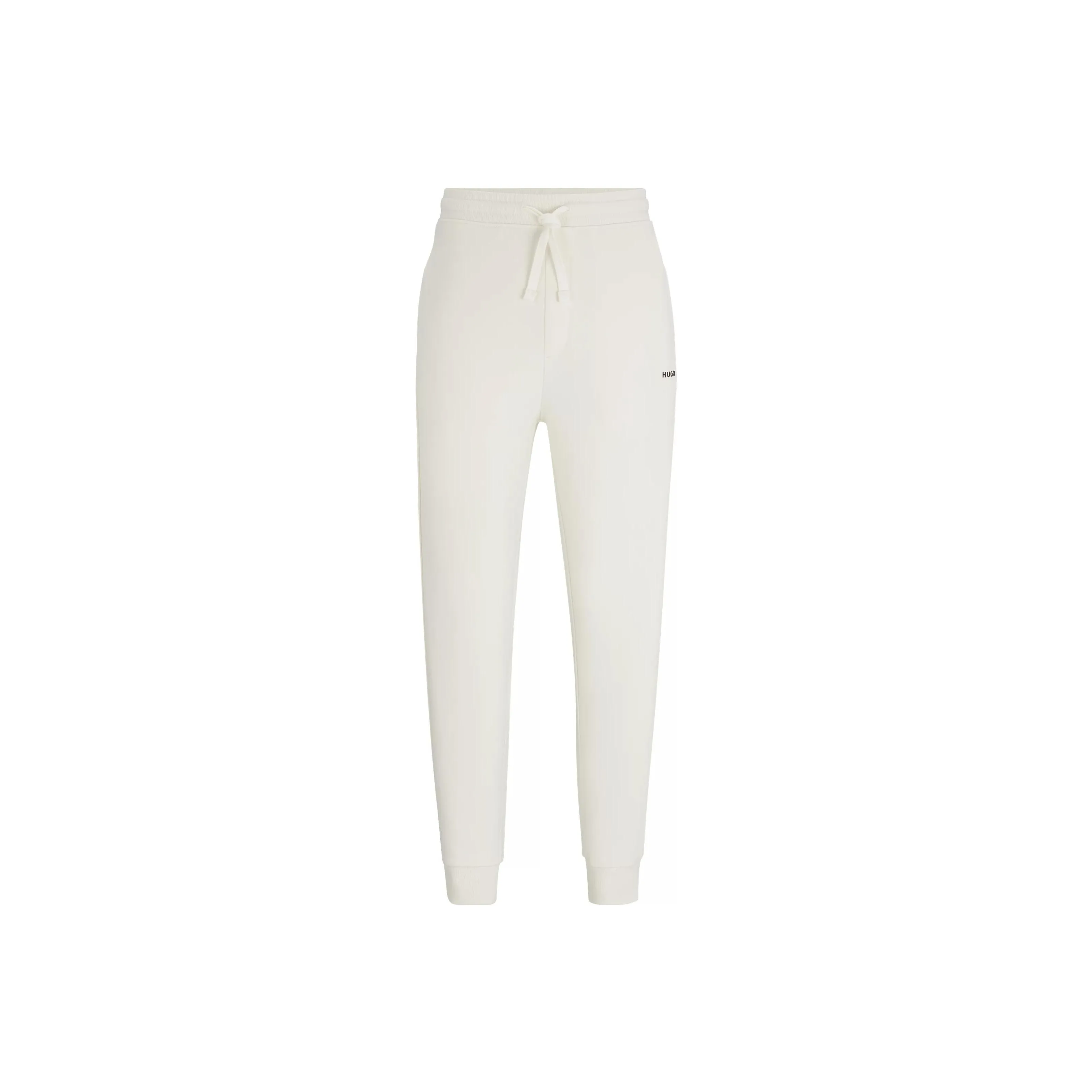 HUGO BOSS FW23 Cotton Terry Tracksuit Bottoms With Logo Print Casual Pants Men's White