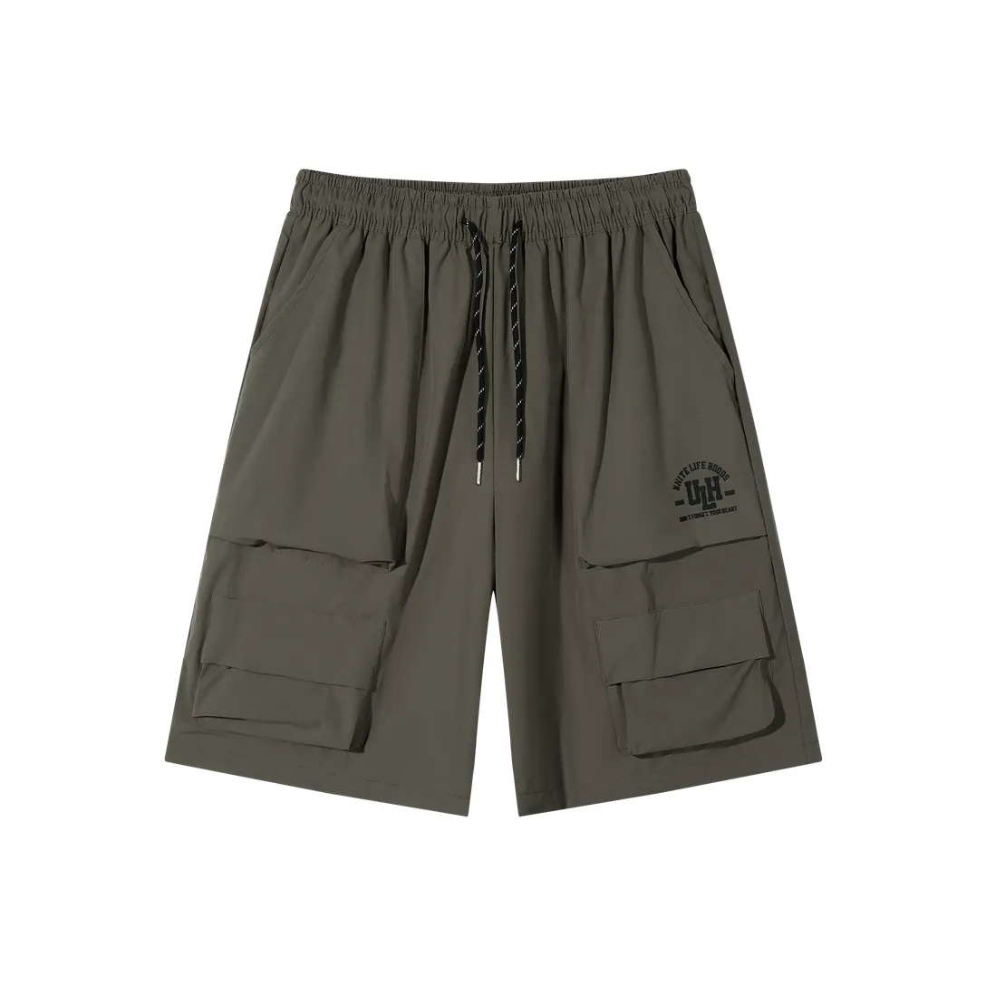 Unite Life HOODS Cargo Shorts Unisex Gray Green