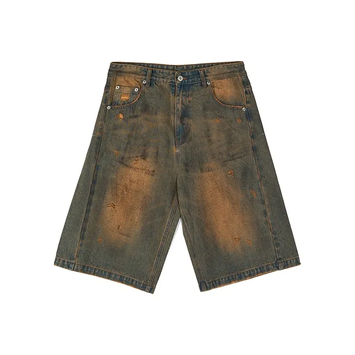 ROARINGWILD ARCH Denim Shorts Unisex Vintage Yellow