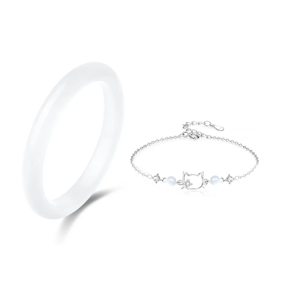JOYDINNY Glass Cat Eye Jade Bangles Women's
