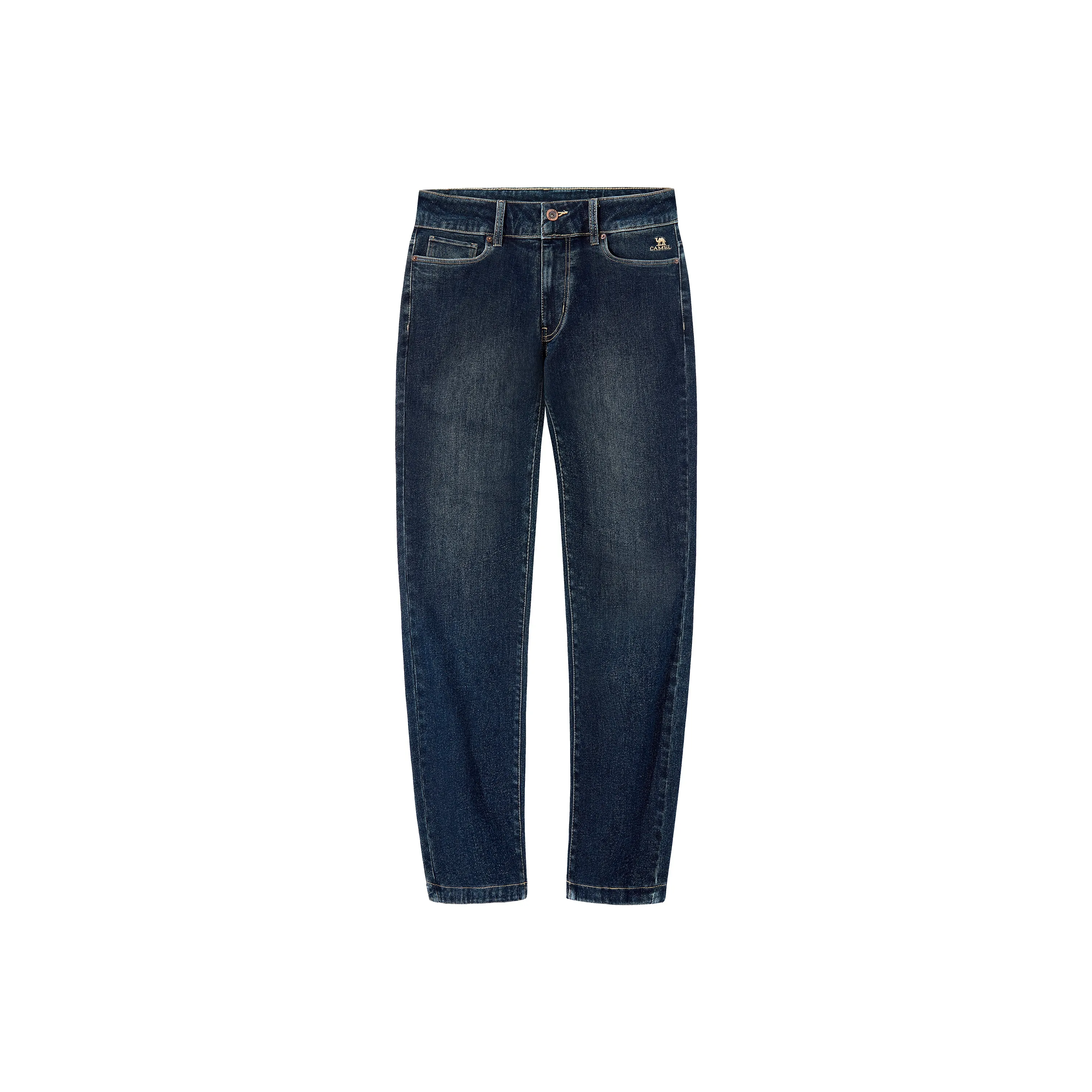 CAMEL Washed Retro Comfortable Stretch Casual Long Straight Leg Soft Draped Jeans Men's