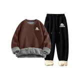 2팩 (다크 브라운 맨투맨 + 블랙 바지)