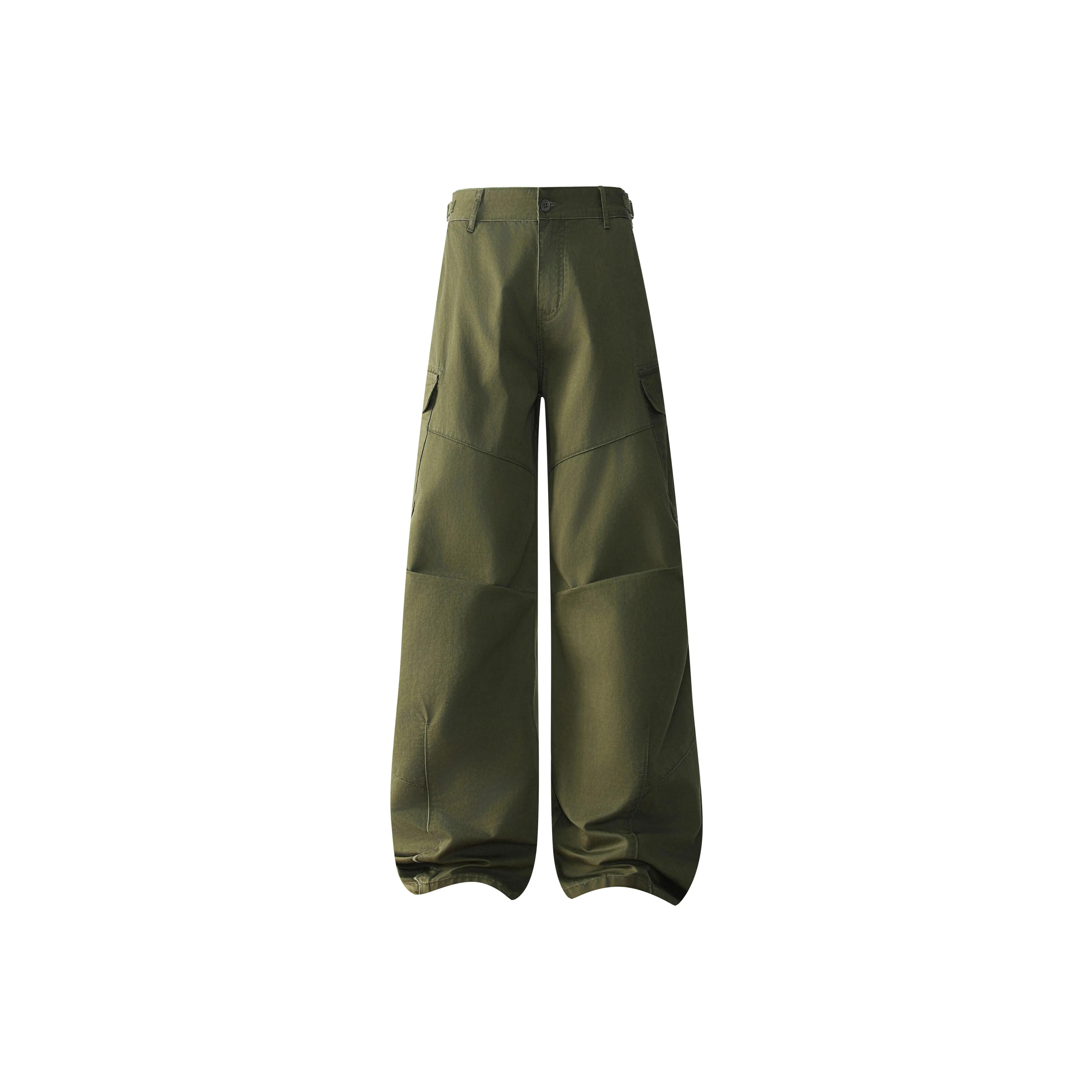 FAKE VINTAGE Casual Pants Unisex Army Green