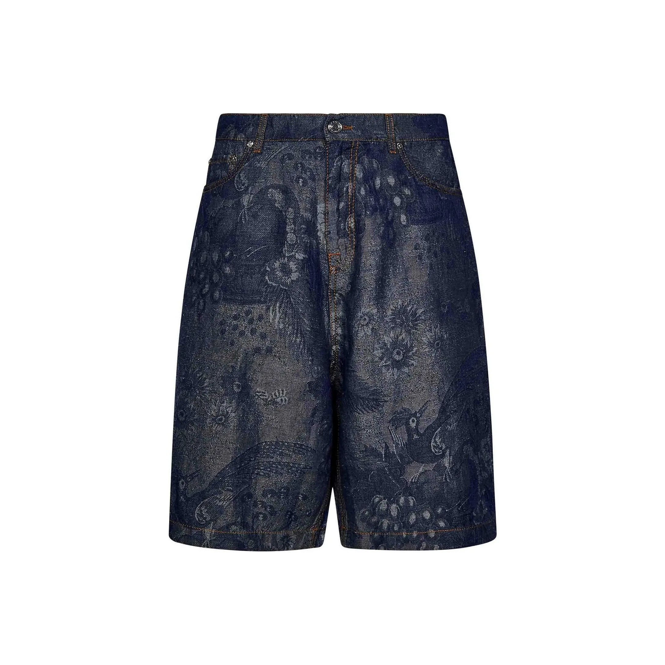 ETRO Jacquard Denim Knee Length Shorts